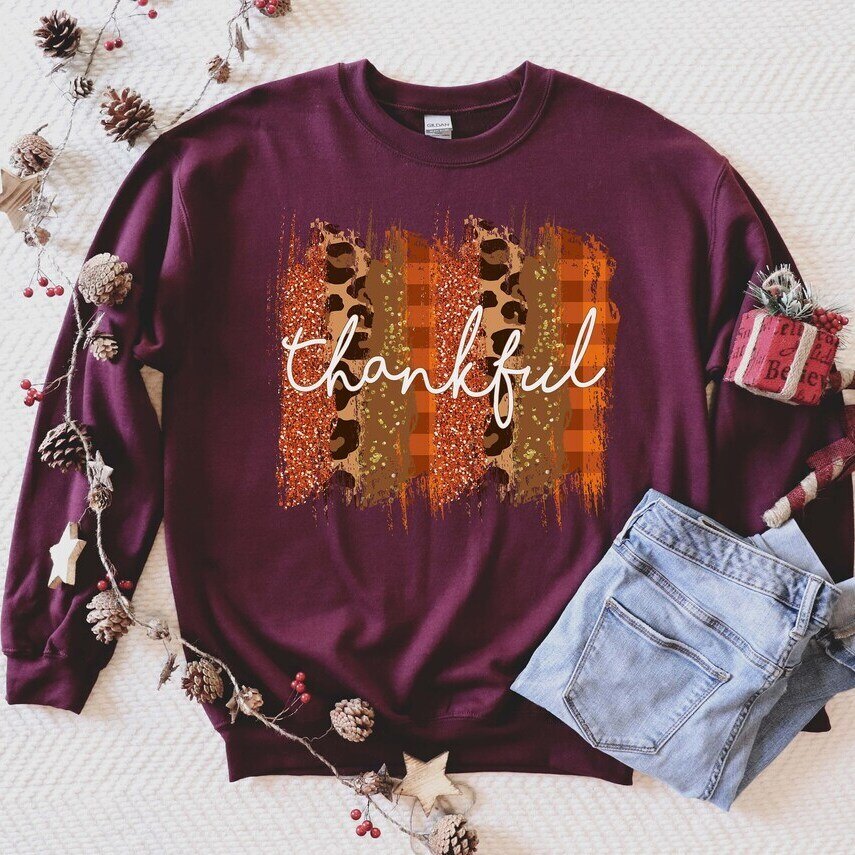 Vintage Thanksgiving Thankful Sweatshirt Vintage Thanksgiving Thankful Sweatshirt