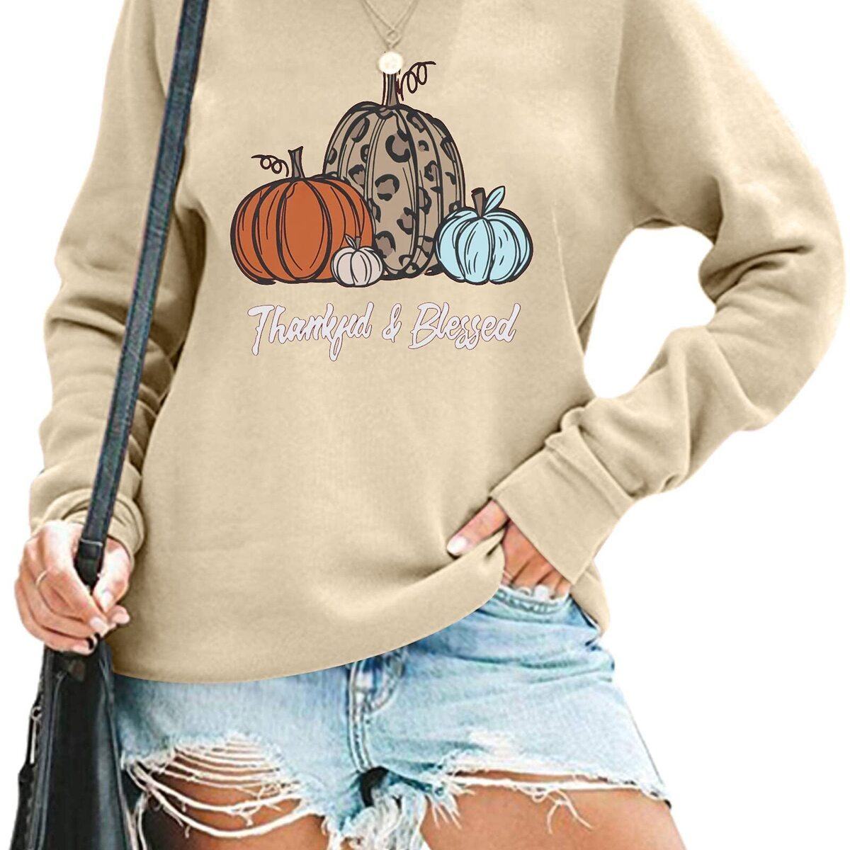 Thanksgiving Thankful Blessed Pullover Sweatshirt