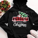 Vintage Style Farm Red Truck With Christmas Tree Hoodie Vintage Style Farm Red Truck With Christmas Tree Hoodie