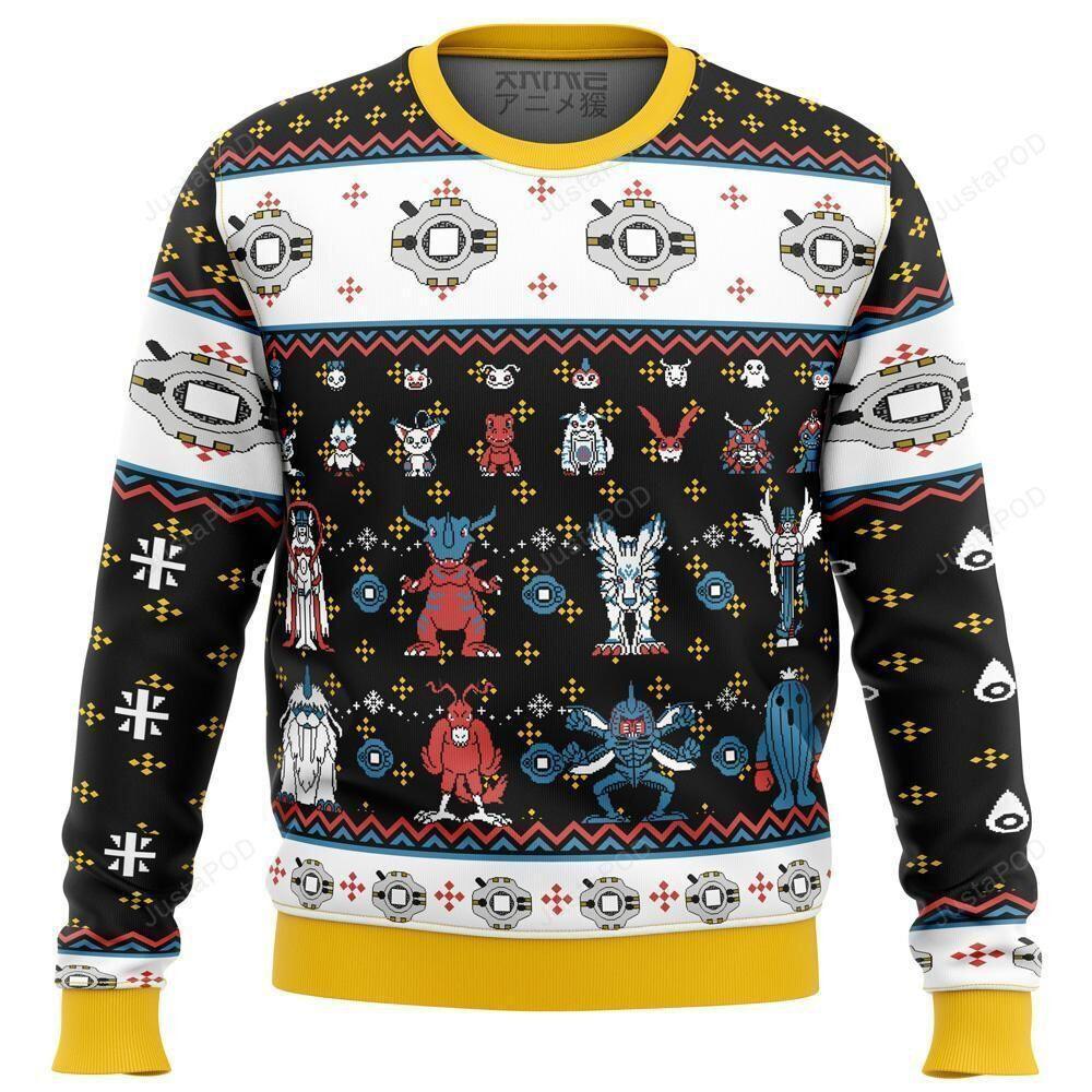 Digimon Sprites Christmas Ugly Sweater Ugly Christmas Sweater