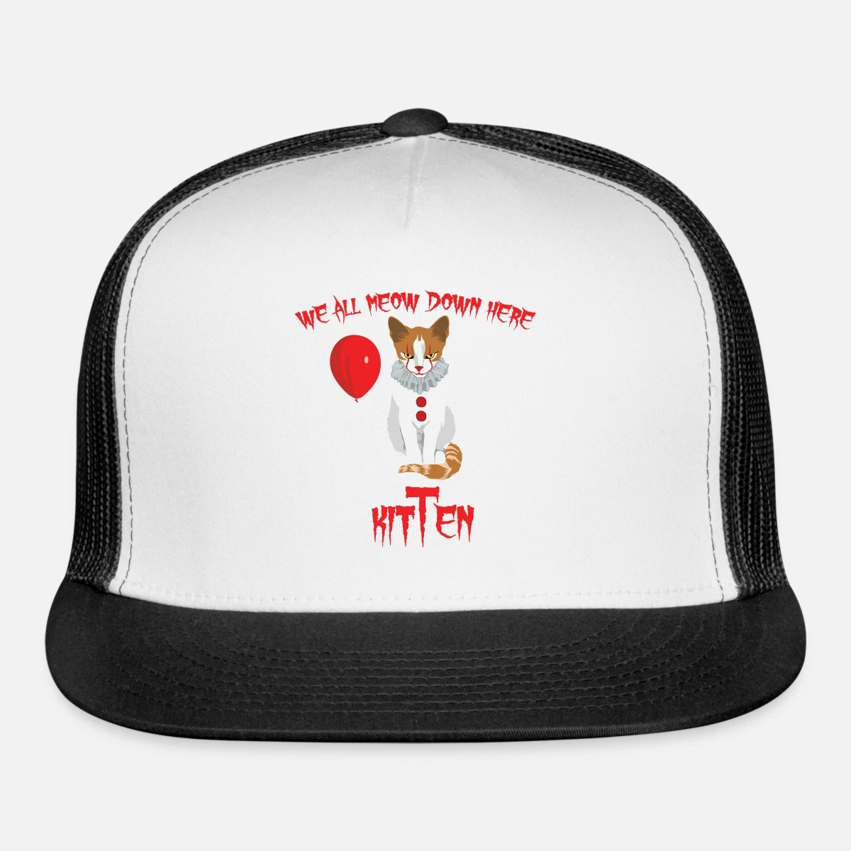 Pennywise Cat Hat Cap We All Meow Down Here Parody