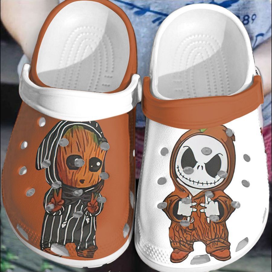 Baby Groot And Jack Skellington Crocs Clogs