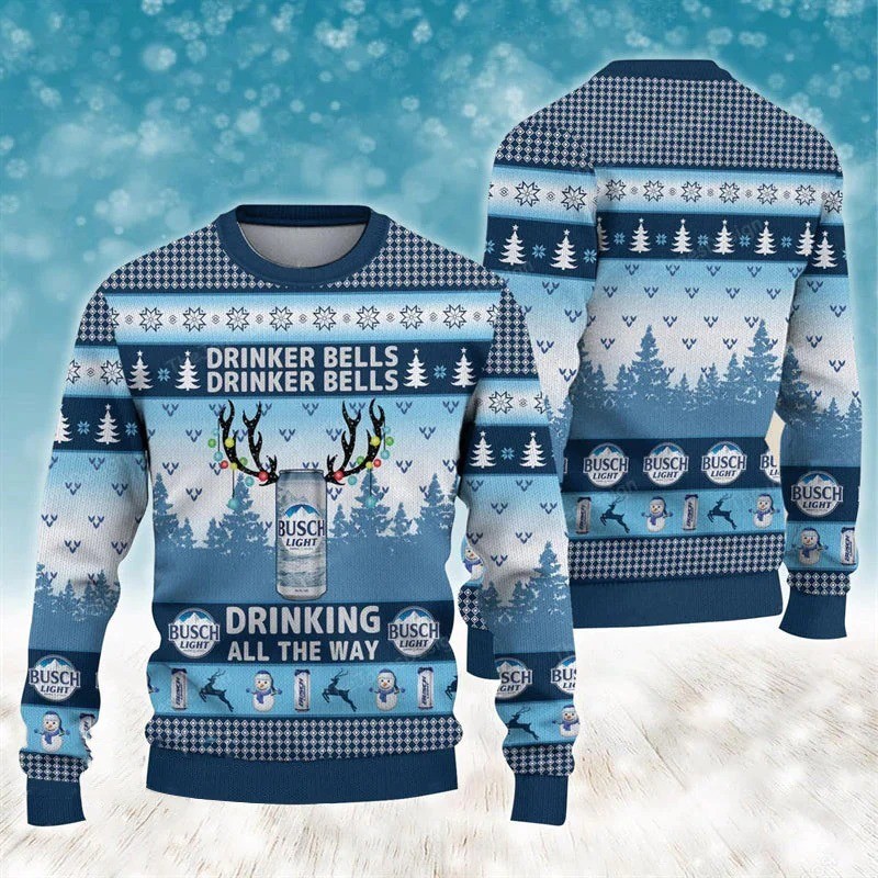 Busch Light Ugly Christmas Sweater Drinker Bells Busch Light Ugly Christmas Sweater Drinker Bells
