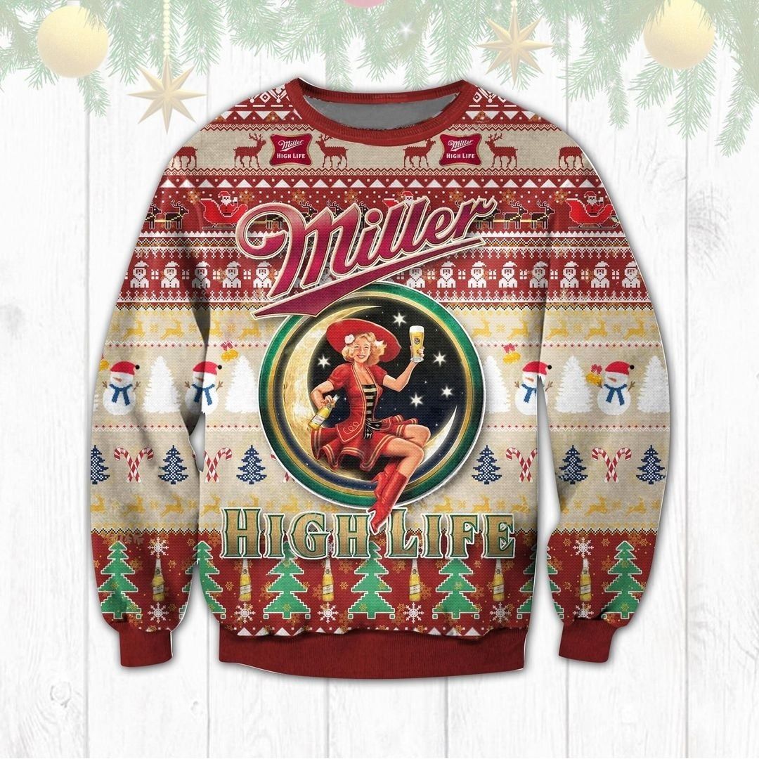 Miller High Life Ugly Christmas Sweater Trending