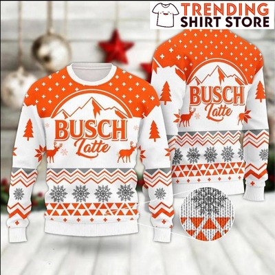 Busch Latte Ugly Christmas Sweater Snowflakes Beer Drinkers Gift