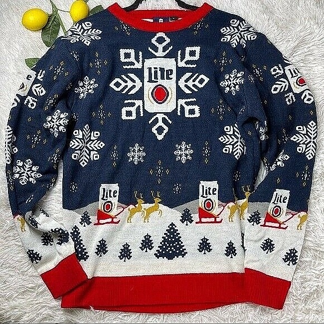 Miller Lite Ugly Christmas Sweater Beer Lovers Christmas Gift