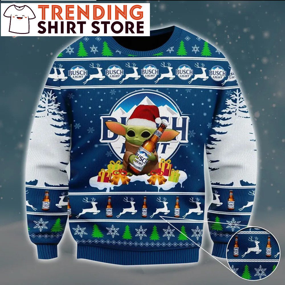 Baby Yoda Busch Light Ugly Christmas Sweater Baby Yoda Busch Light Ugly Christmas Sweater