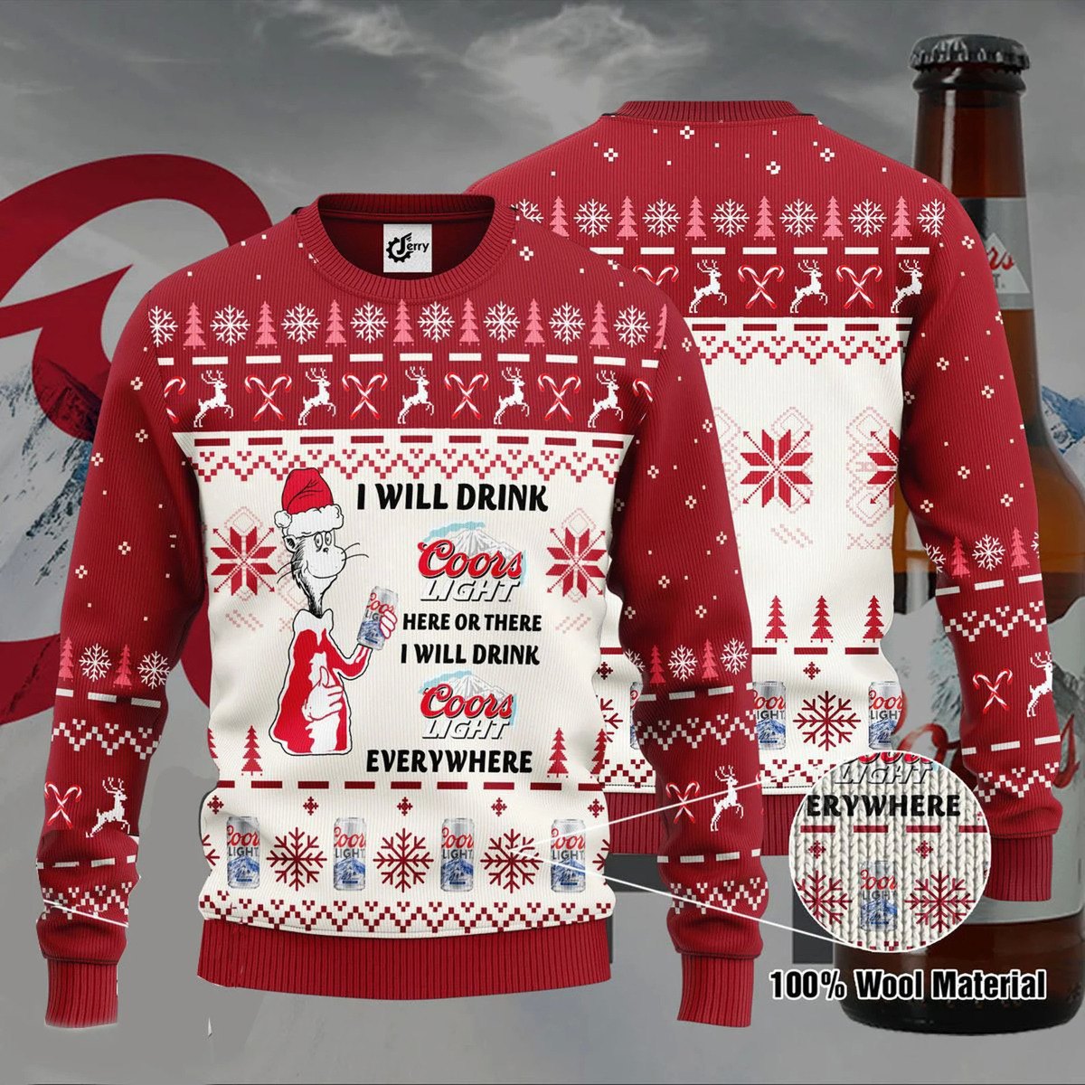 I Will Drink Coors Light Everywhere Ugly Christmas Sweater Dr. Seuss I Will Drink Coors Light Everywhere Ugly Christmas Sweater Dr. Seuss