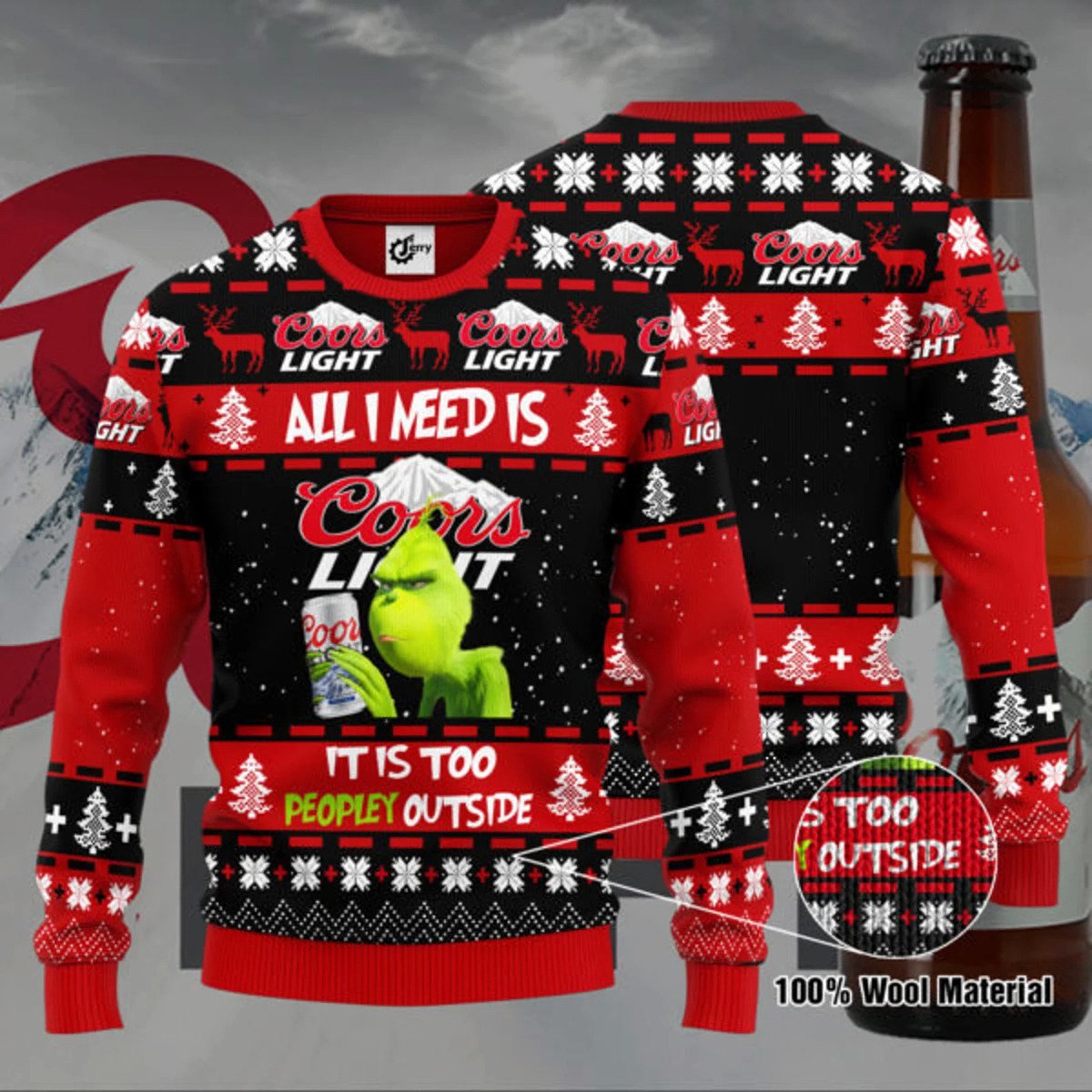Grinch All I Need Is Coors Light Ugly Christmas Sweater Grinch All I Need Is Coors Light Ugly Christmas Sweater