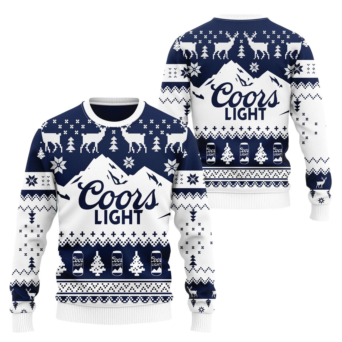 Coors Light Beer Blue White Ugly Christmas Sweater Coors Light Beer Blue White Ugly Christmas Sweater