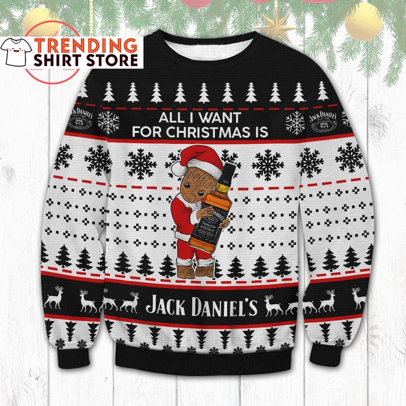Jack Daniels Ugly Christmas Sweater All I Want For Christmas Is You
