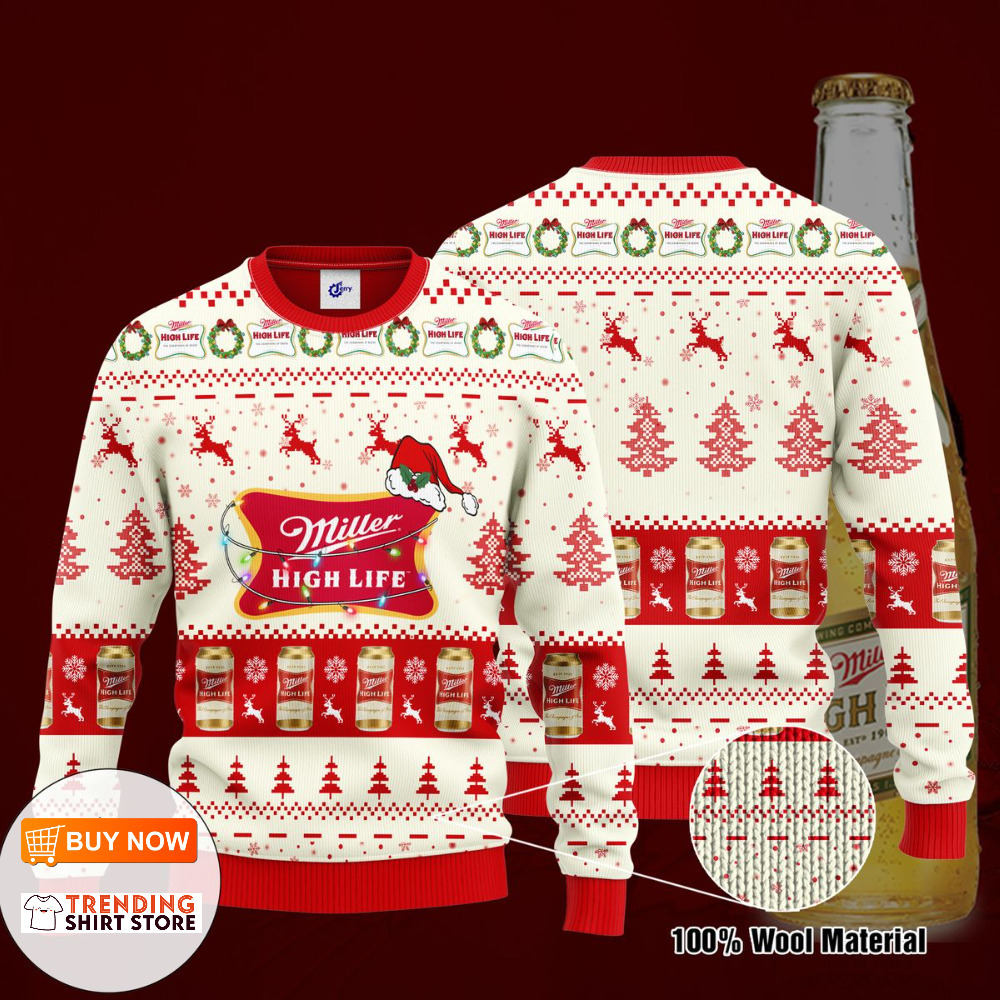 Miller High Life Ugly Christmas Sweater Xmas Gift For Beer Drinkers