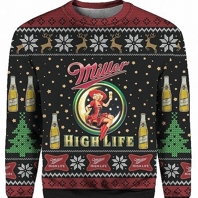 Cool Miller High Life Ugly Christmas Sweater Best Gifts For Beer Lovers