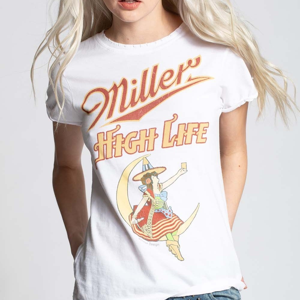 Miller High Life T-Shirt Girl Sitting On The Moon