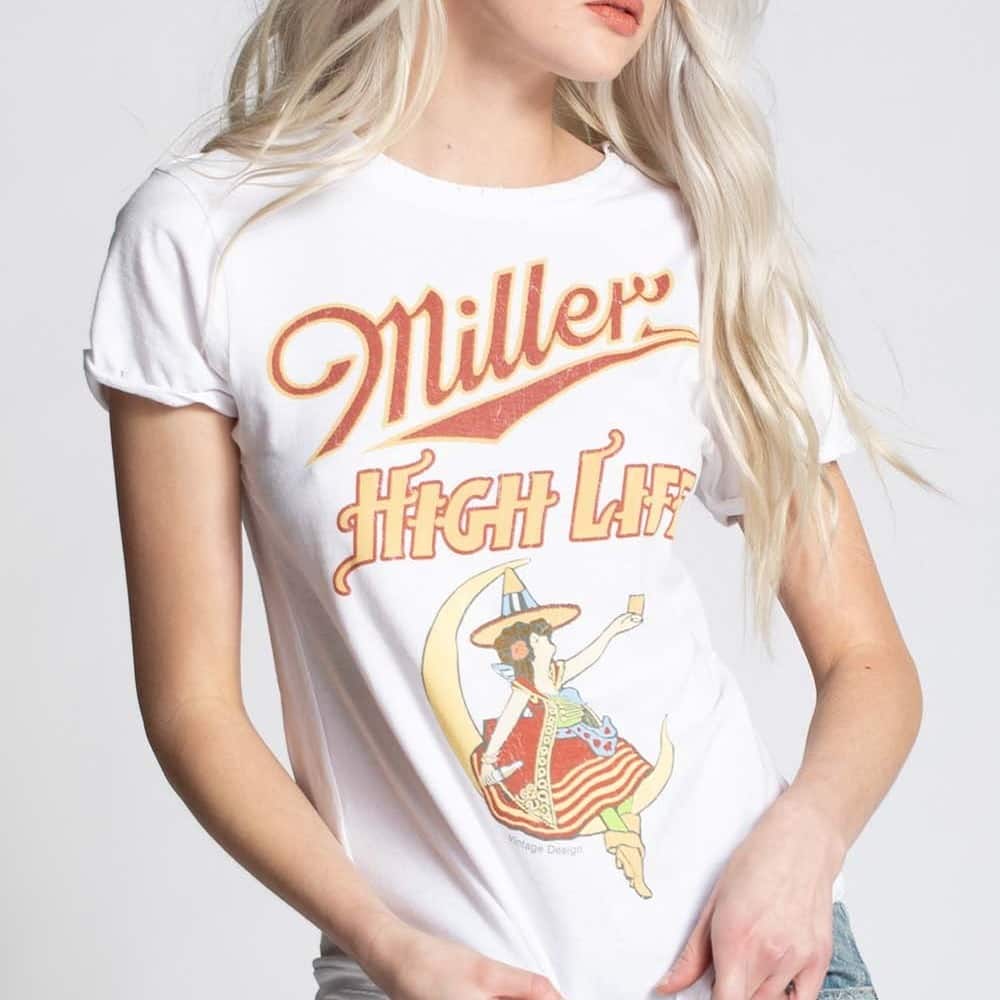 Miller High Life T-Shirt Girl Sitting On The Moon Miller High Life T-Shirt Girl Sitting On The Moon