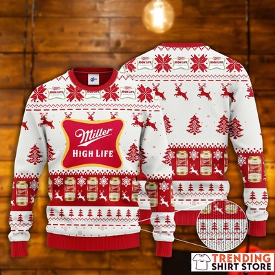 Miller High Life Ugly Christmas Sweater Reindeer Xmas Gift Miller High Life Ugly Christmas Sweater Reindeer Xmas Gift