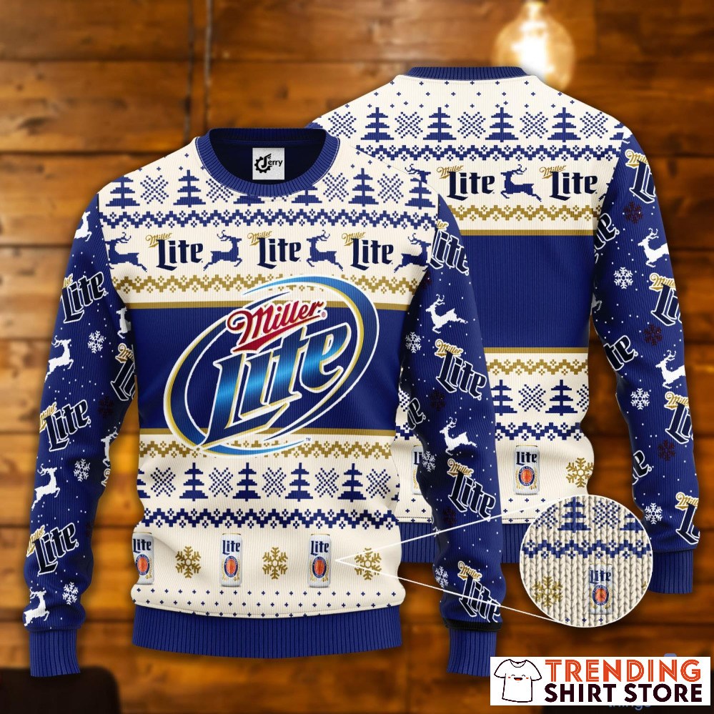 Xmas Reindeer Miller Lite Ugly Christmas Sweater Xmas Reindeer Miller Lite Ugly Christmas Sweater