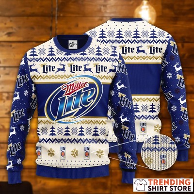Xmas Reindeer Miller Lite Ugly Christmas Sweater Xmas Reindeer Miller Lite Ugly Christmas Sweater