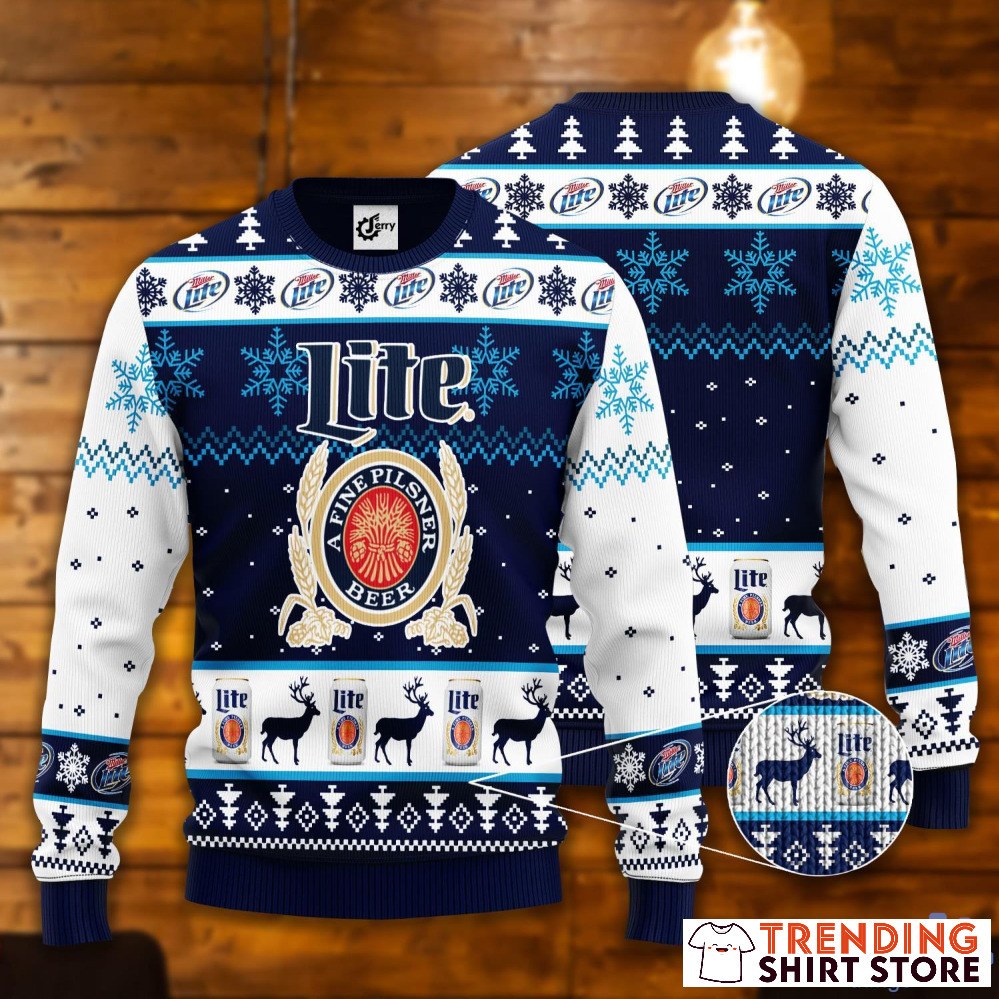 Christmas Miller Lite Ugly Christmas Sweater A Fine Pilsner