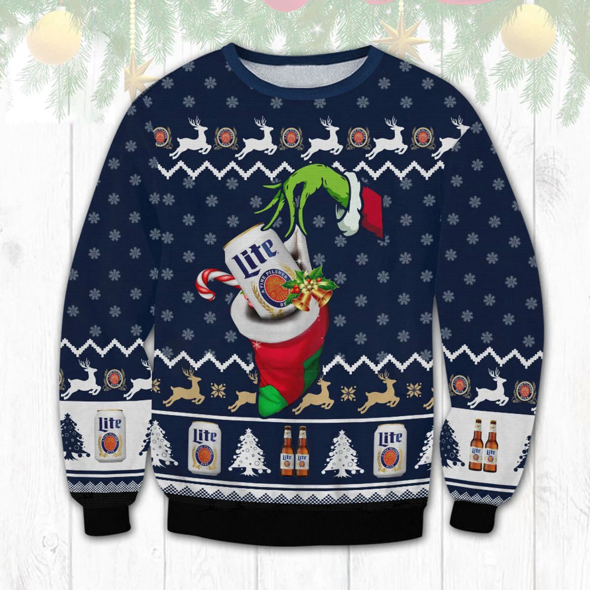 Christmas Miller Lite Ugly Christmas Sweater The Grinch