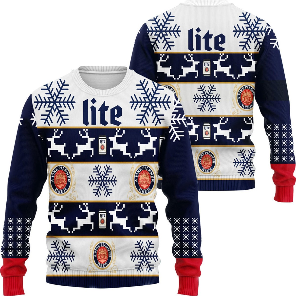 Miller Lite Christmas Ugly Christmas Sweater Gift For Beer Lovers