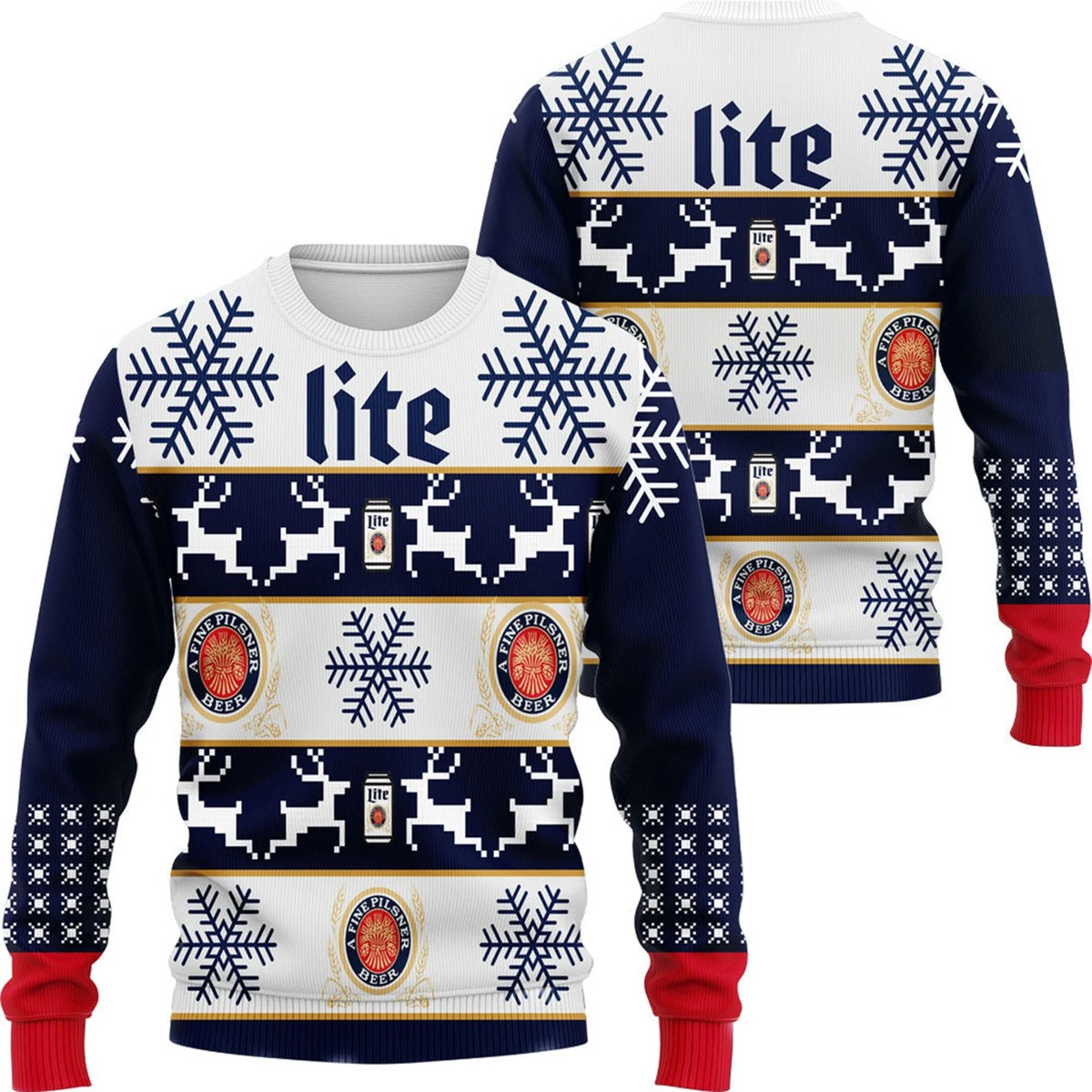 Miller Lite Christmas Ugly Christmas Sweater Gift For Beer Lovers Miller Lite Christmas Ugly Christmas Sweater Gift For Beer Lovers