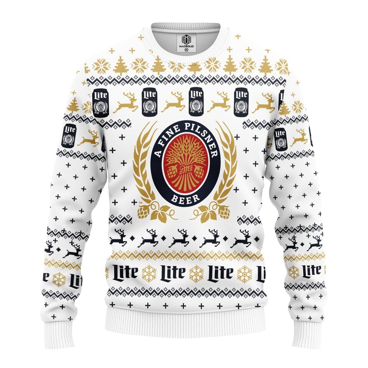 Miller Lite Christmas Ugly Christmas Sweater A Fine Pilsner Beer