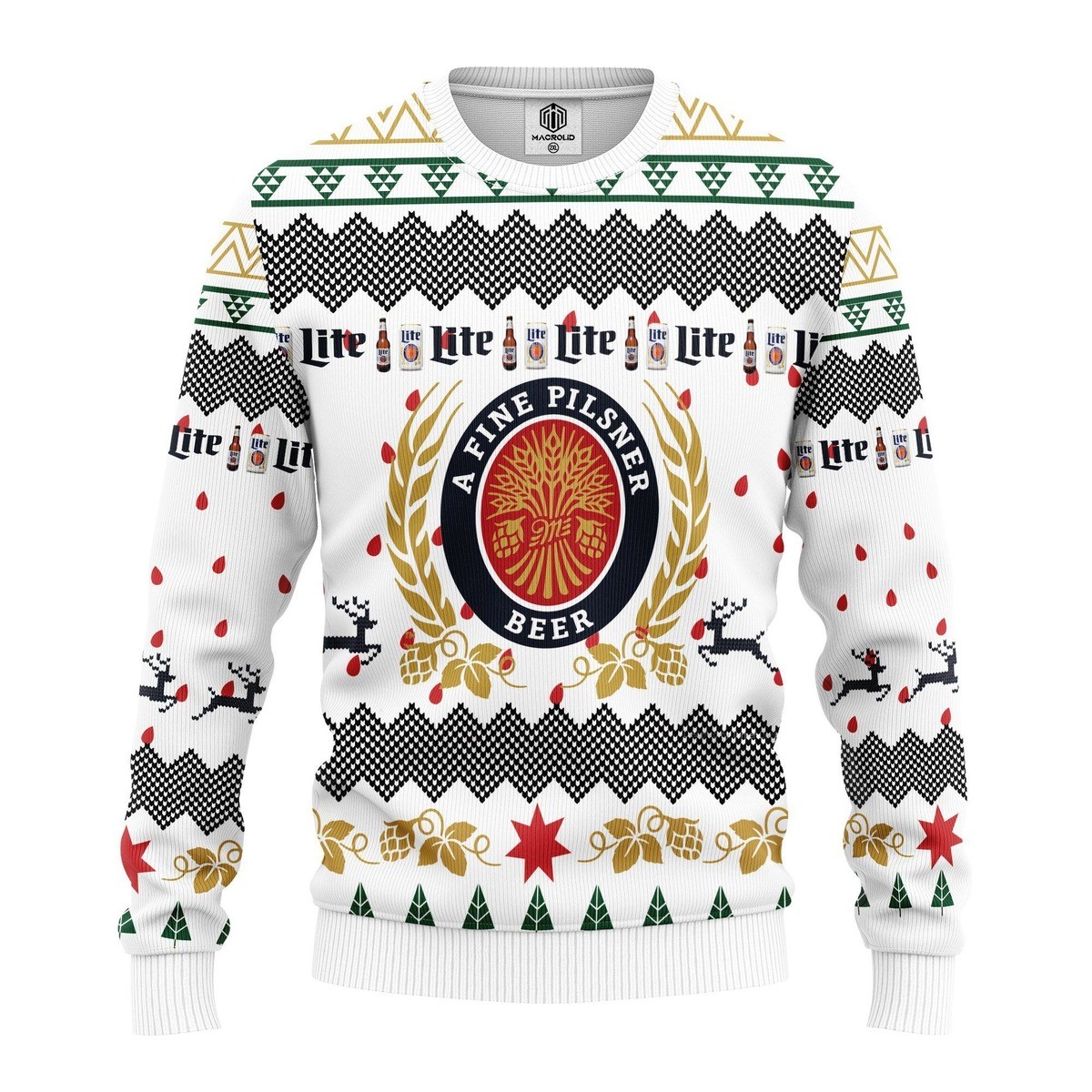 A Fine Pilsner Beer Miller Lite Ugly Christmas Sweater