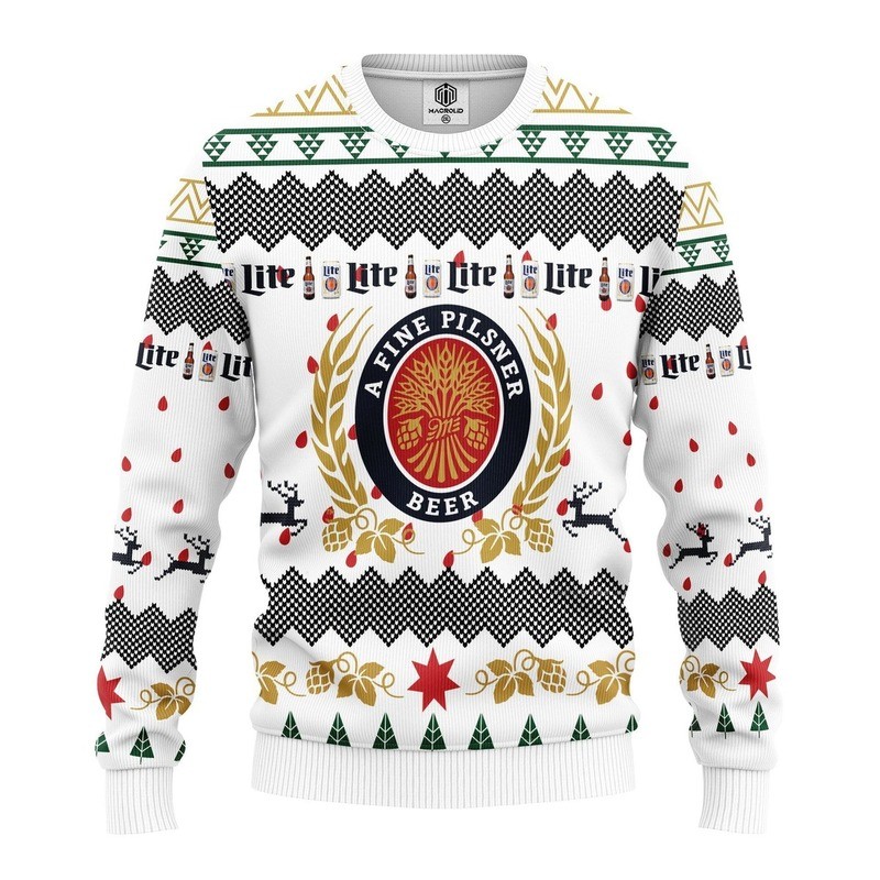 A Fine Pilsner Beer Miller Lite Ugly Christmas Sweater A Fine Pilsner Beer Miller Lite Ugly Christmas Sweater