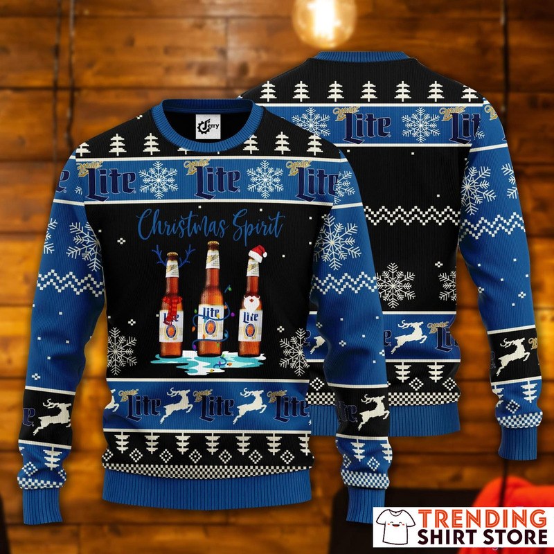 Christmas Spirit Miller Lite Ugly Christmas Sweater Christmas Spirit Miller Lite Ugly Christmas Sweater