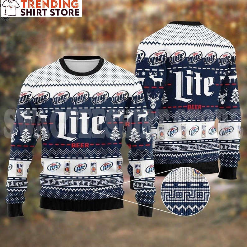 Miller Lite Ugly Christmas Sweater Gifts For Beer Drinkers