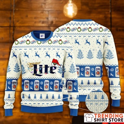 Miller Lite Ugly Christmas Sweater Santa Hat Holiday Christmas Miller Lite Ugly Christmas Sweater Santa Hat Holiday Christmas