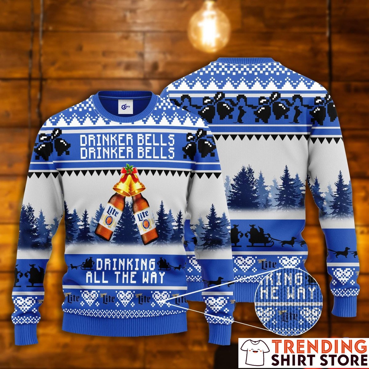 Miller Lite Christmas Ugly Christmas Sweater Drinker Bells Drinking All The Way Miller Lite Christmas Ugly Christmas Sweater Drinker Bells Drinking All The Way