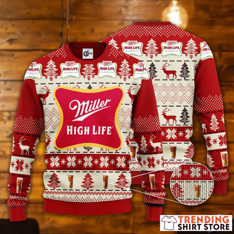 Miller High Life Ugly Christmas Sweater Beer Lovers Gift