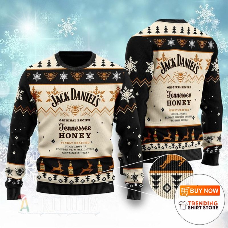 Jack Daniels Ugly Christmas Sweater Honey Bee Jack Daniels Ugly Christmas Sweater Honey Bee