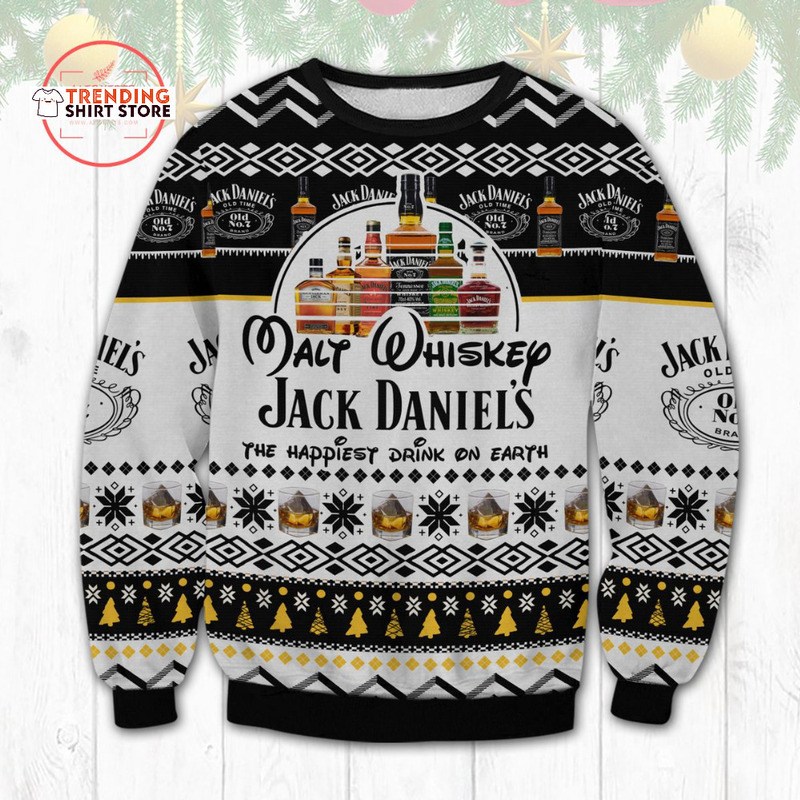 Jack Daniels Ugly Christmas Sweater Walt Whiskey The Happiest Drink On Earth Jack Daniels Ugly Christmas Sweater Walt Whiskey The Happiest Drink On Earth