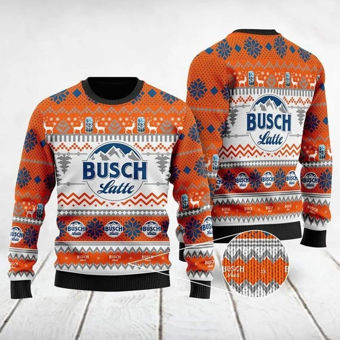 Busch Latte Ugly Christmas Sweater Beer Lovers Xmas Gift