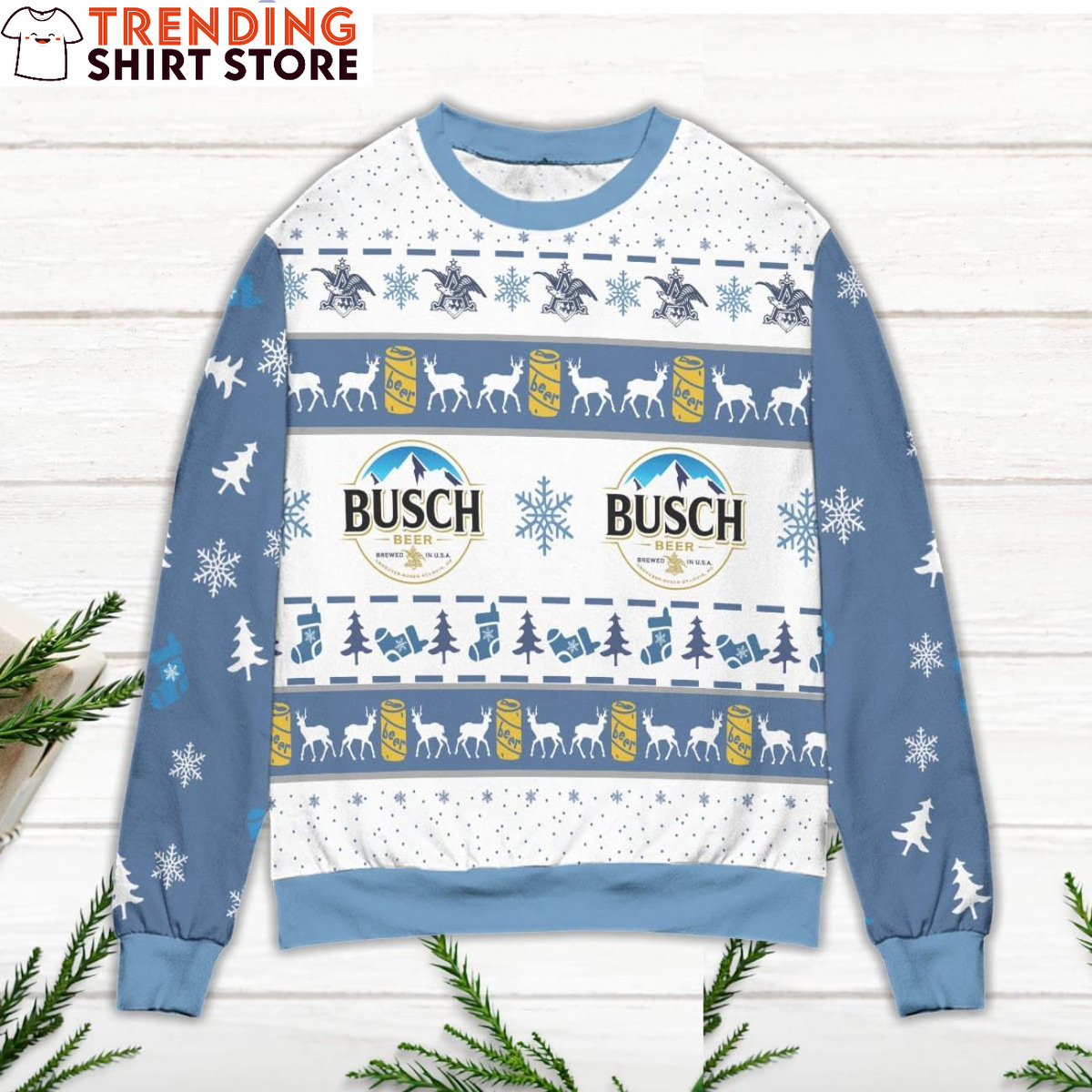 Busch Beer Ugly Christmas Sweater Snowflake Socks Pattern Busch Beer Ugly Christmas Sweater Snowflake Socks Pattern