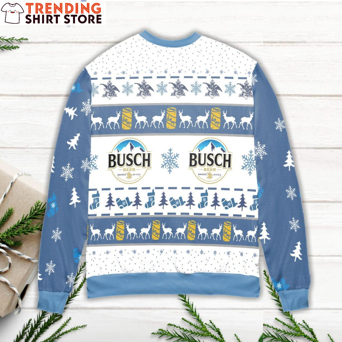 Busch Beer Ugly Christmas Sweater Snowflake Socks Pattern Busch Beer Ugly Christmas Sweater Snowflake Socks Pattern