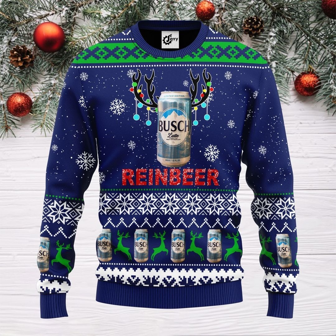 Busch Latte Ugly Christmas Sweater Reinbeer Best Gift For Beer Lover