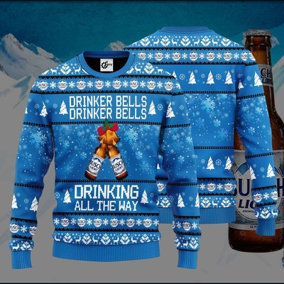 Busch Light Ugly Christmas Sweater Drinker Bells Drinker Bells Drinking All The Way Busch Light Ugly Christmas Sweater Drinker Bells Drinker Bells Drinking All The Way
