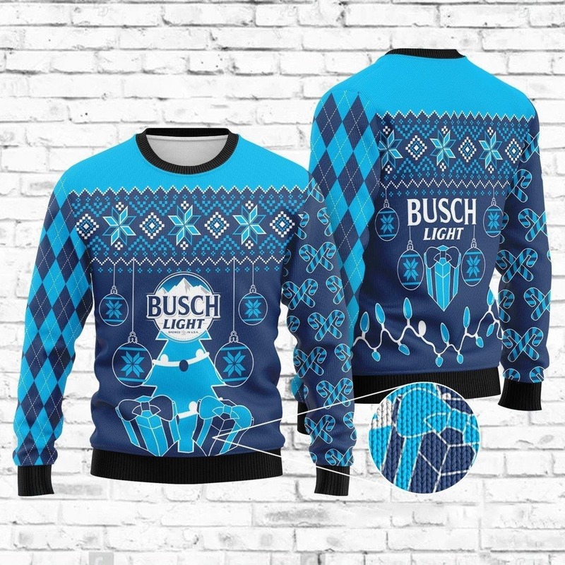 Blue Busch Light Ugly Christmas Sweater Cool Gift For Beer Lovers Blue Busch Light Ugly Christmas Sweater Cool Gift For Beer Lovers