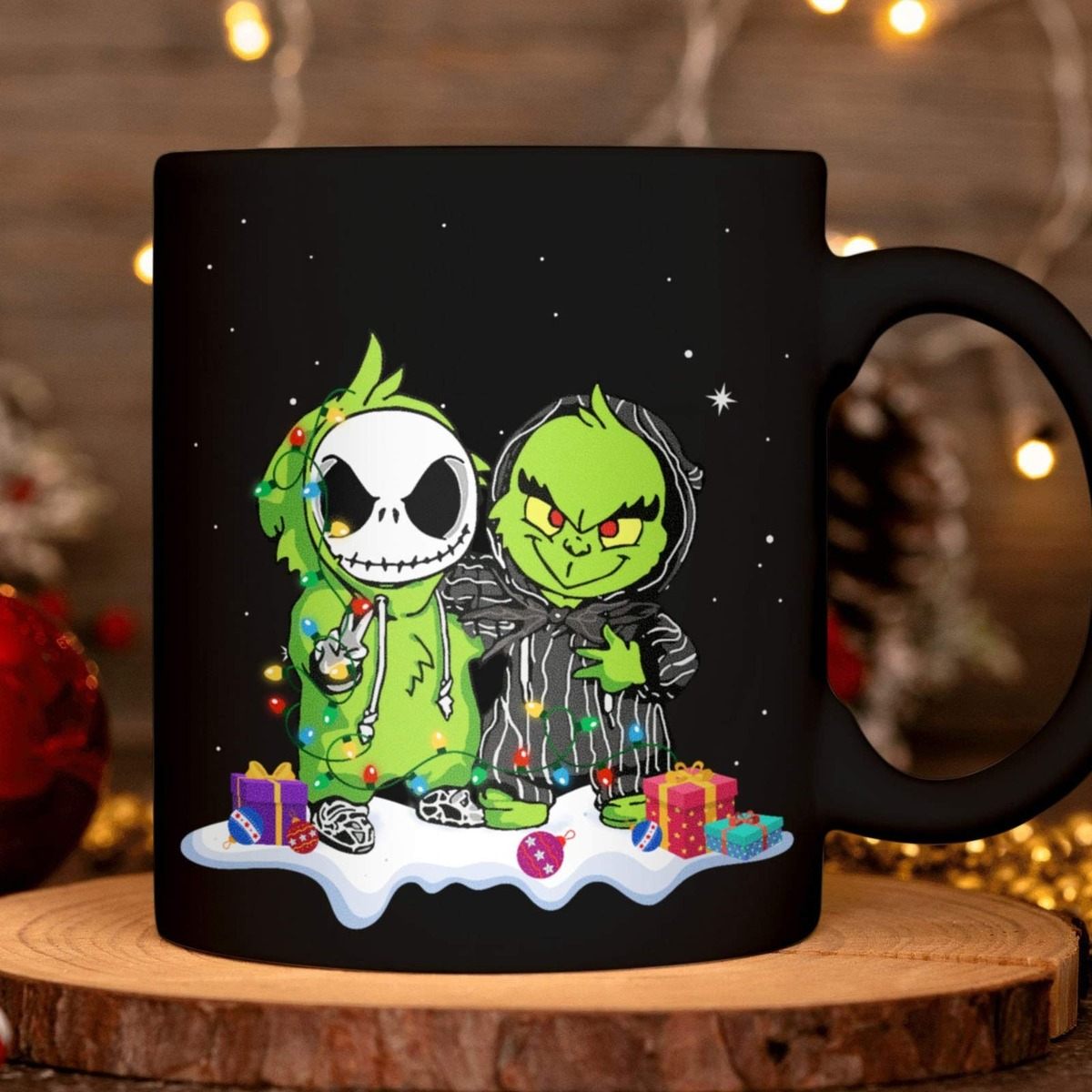 Cute Baby Jack Skellington And Grinch Mug