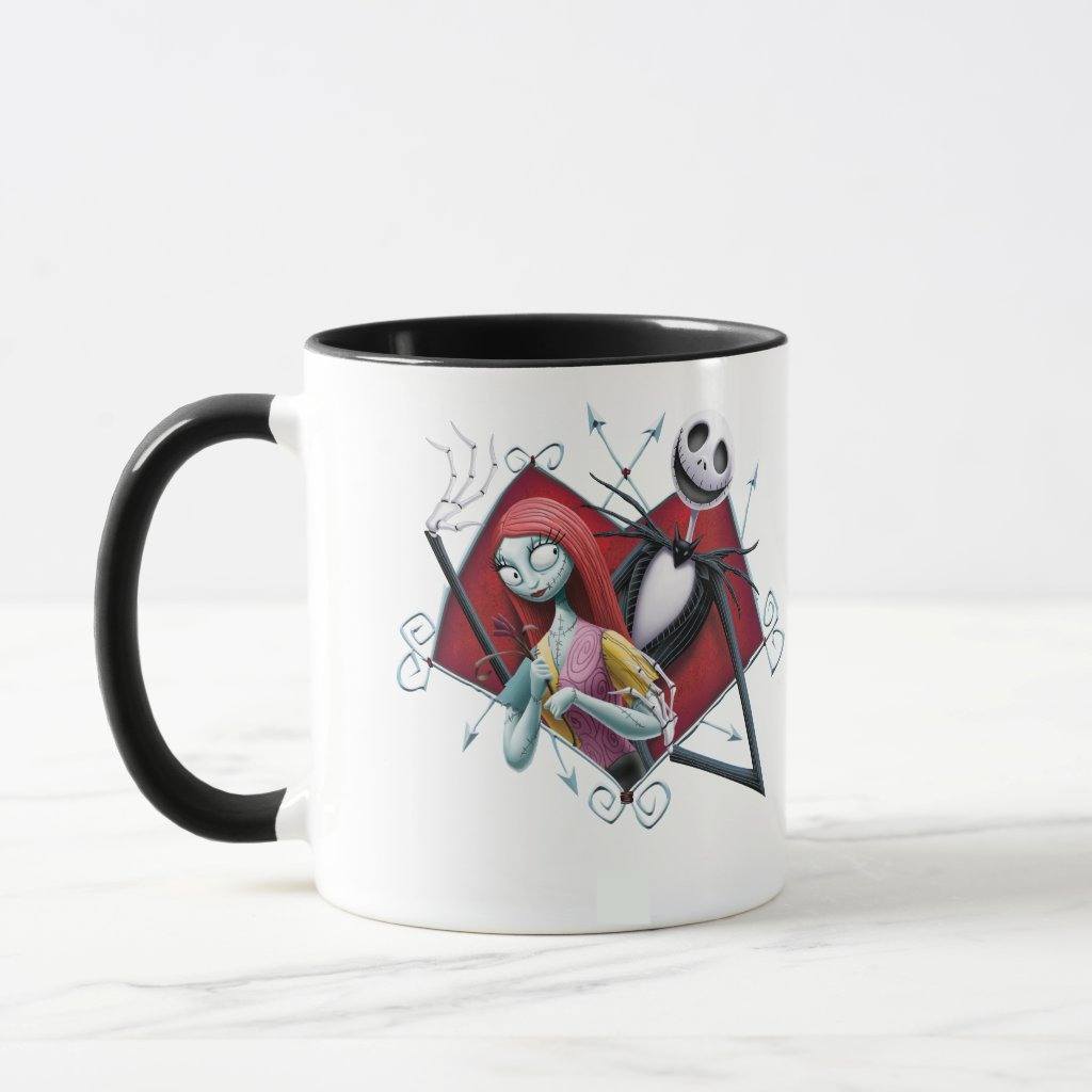 Jack Skellington And Sally In Heart Mug