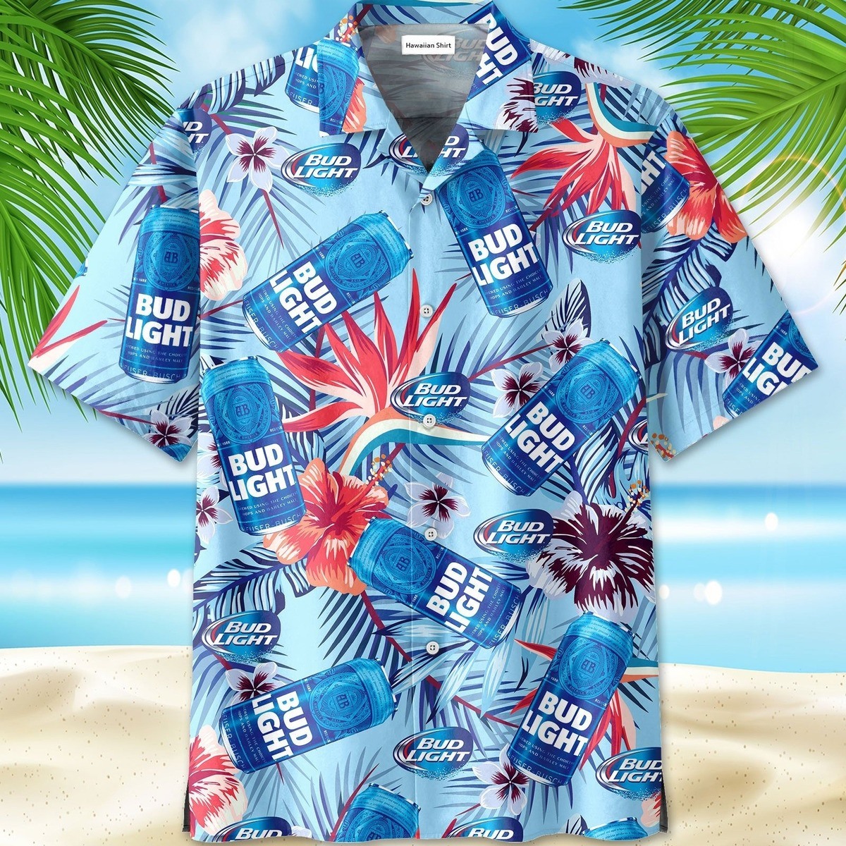 Bud Light Beer Special Hibiscus Summer Hawaiian Shirt Bud Light Beer Special Hibiscus Summer Hawaiian Shirt