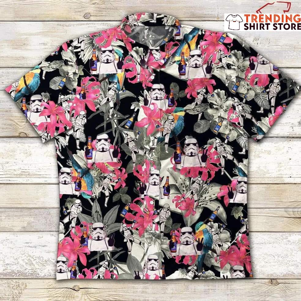 Bud Light Hawaiian Shirt Stormtrooper Pink Flower