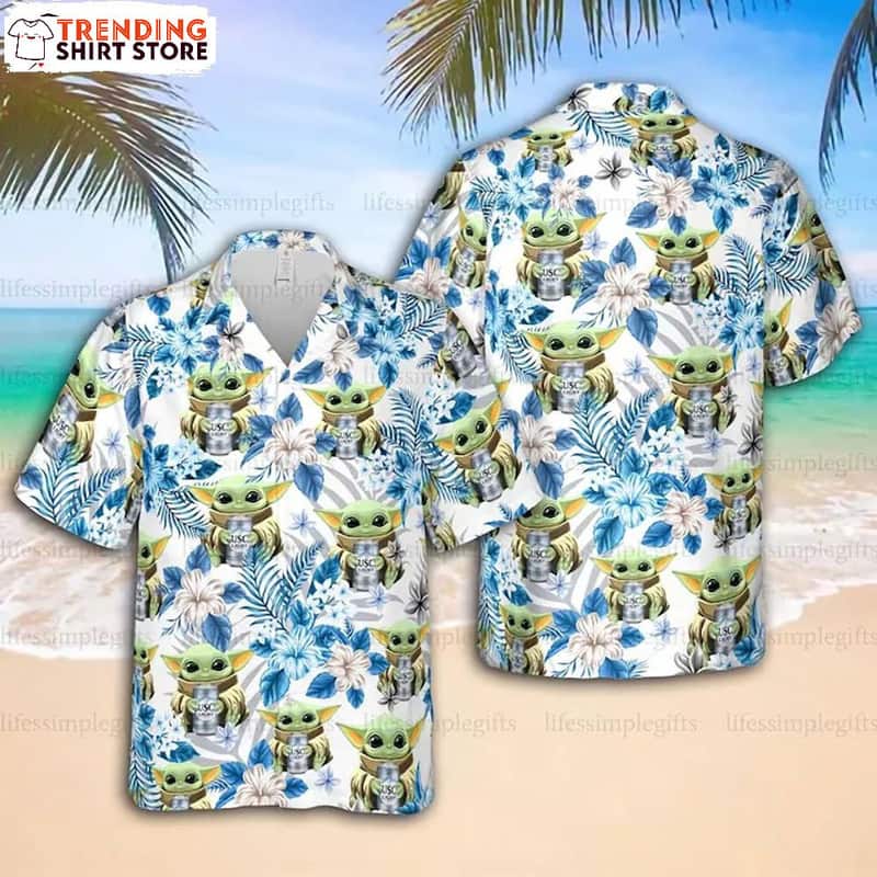 Busch Light Hawaiian Shirt Star Wars Yoda Tropical Floral