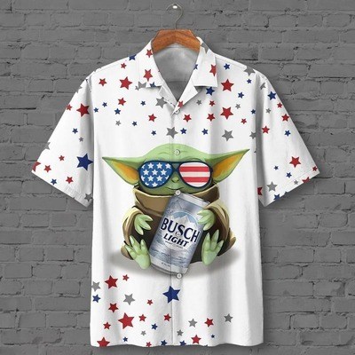 Star Wars Baby Yoda Hugs Busch Light Hawaiian Shirt Star Wars Baby Yoda Hugs Busch Light Hawaiian Shirt