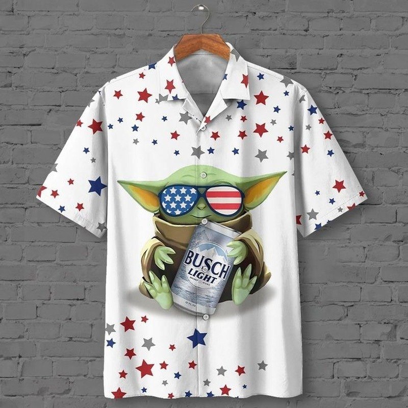 Star Wars Baby Yoda Hugs Busch Light Hawaiian Shirt