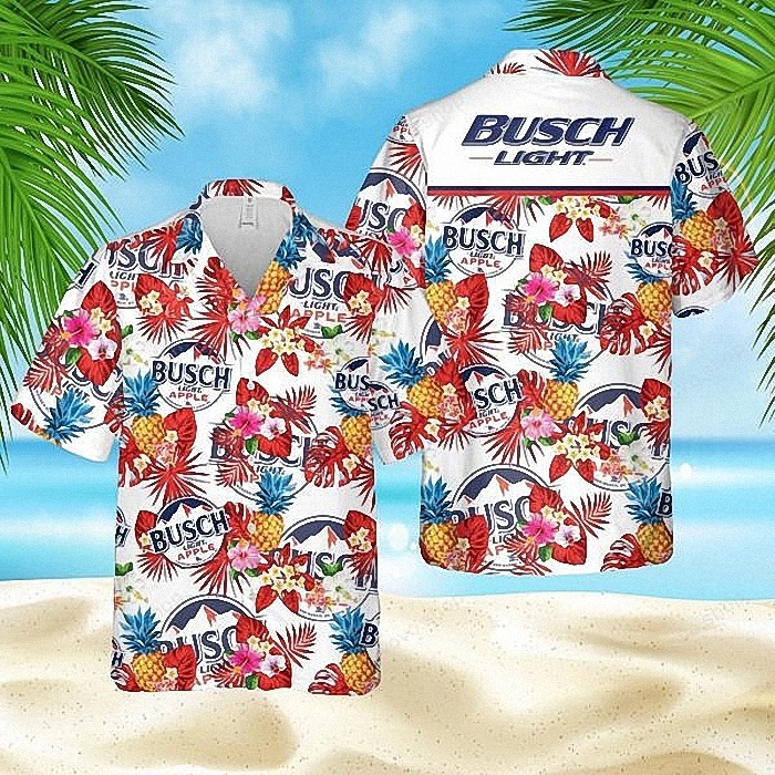 Busch Light Apple Hawaiian Shirt Tropical Floral Summer Holiday Gift Busch Light Apple Hawaiian Shirt Tropical Floral Summer Holiday Gift
